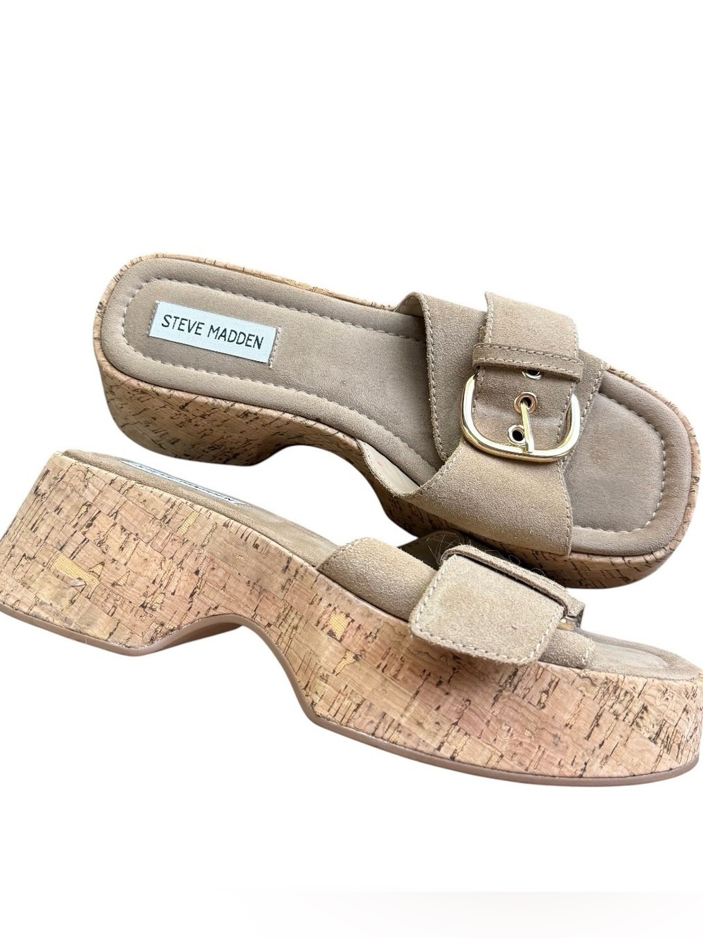 Vintage Steve Madden Y2K chunky platform sandals Gaia 8.5 women tan